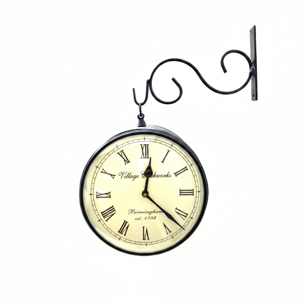 Attractive 2 Side Clock With Hanger Vintage Collection 8 Inches By Tamrapatra - Tamrapatra