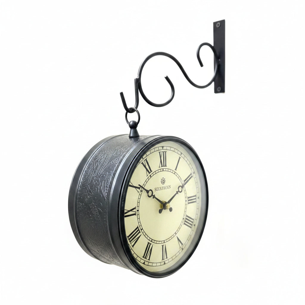 Attractive 2 Side Clock With Hanger Vintage Collection 8 Inches By Tamrapatra - Tamrapatra