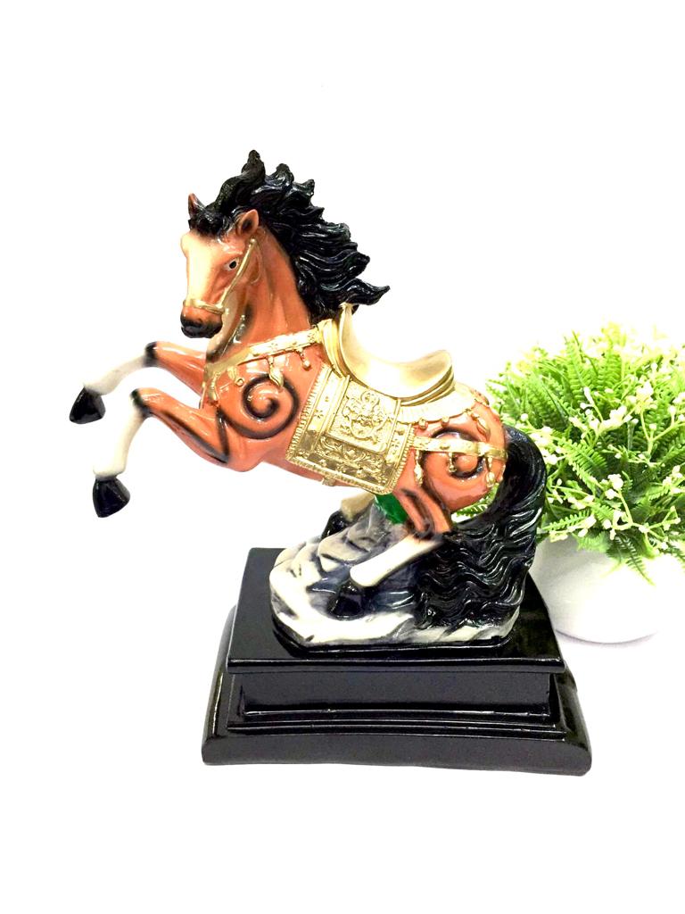 Premium Quality Horse Animal Showpiece Reared Style On Stand Tamrapatra