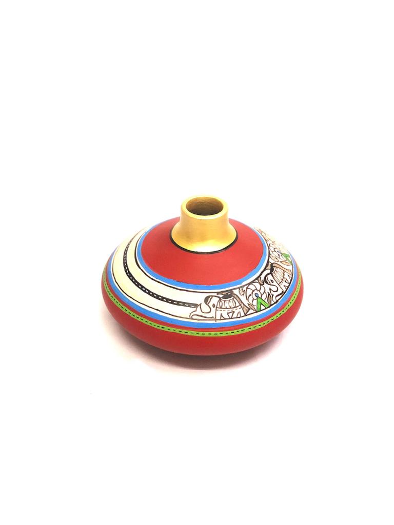 Exclusive Madhu Bani Pots With Eccentric Design In Shades Of Red Tamrapatra