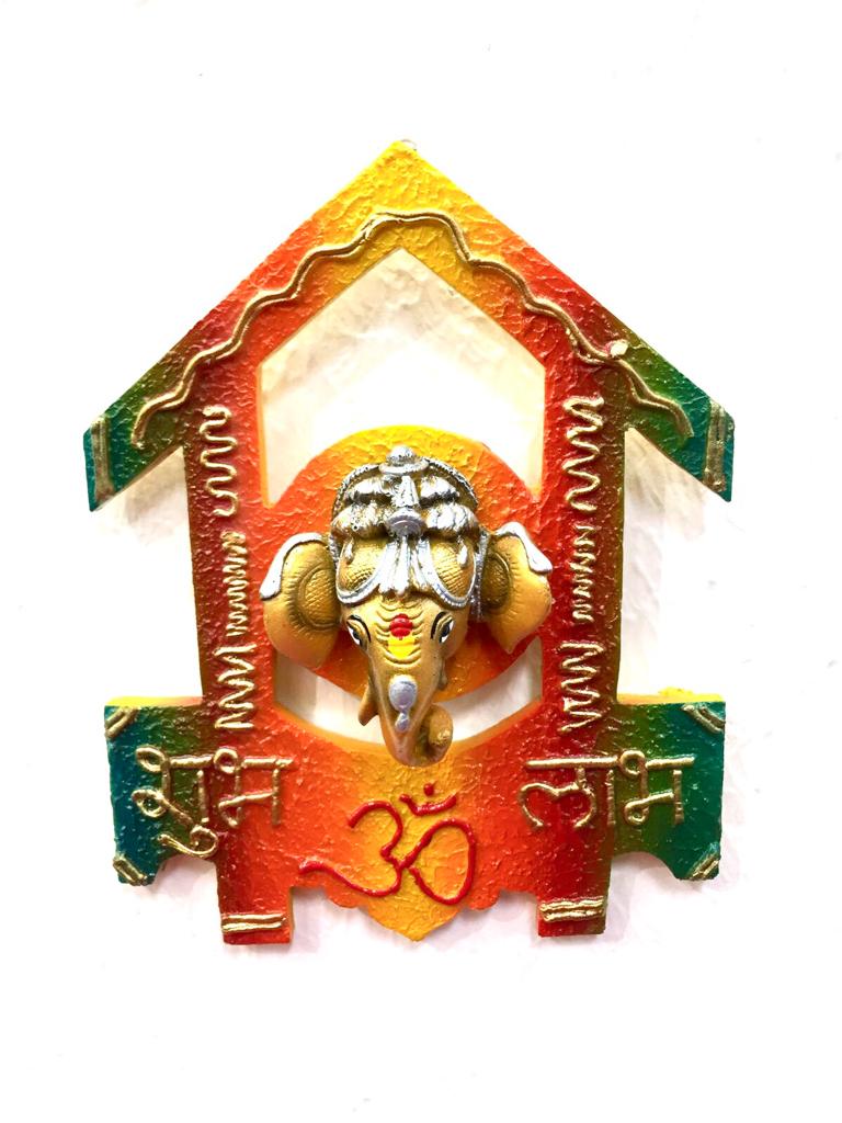 House Style Ganesha Frame Hanging Resin Outdoor Indoor Entrance Tamrapatra