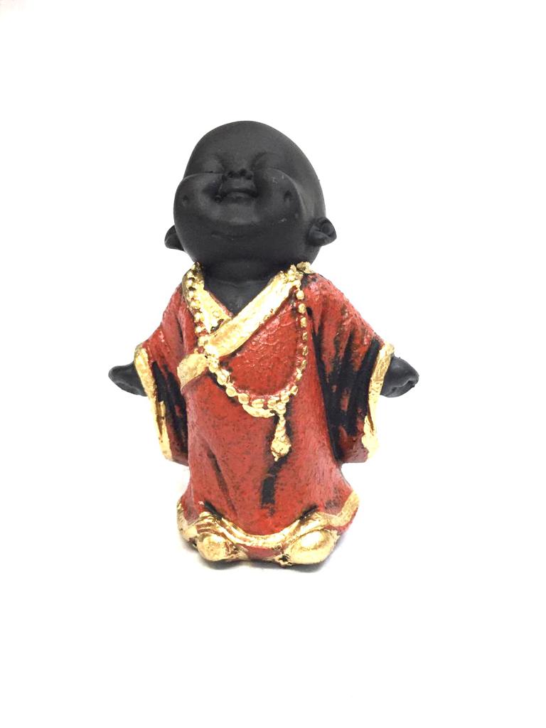Red Monks Delightful Sweet Figurines To Showcase In Home Office By Tamrapatra