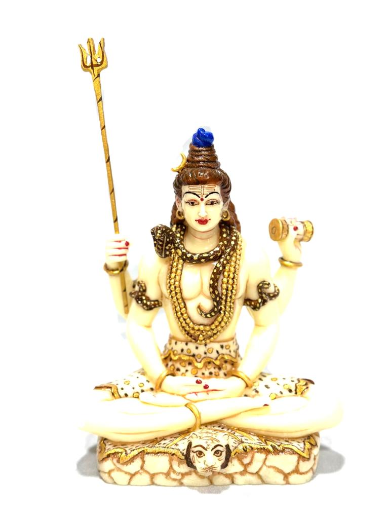 God Shiv In Attractive Hand Painted Resin Art Classy Ivory Finish By Tamrapatra