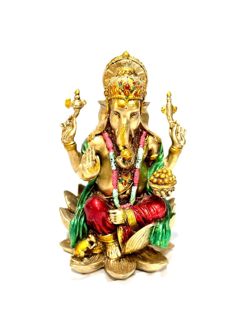 Ganesh On Lotus Resin Handmade Designed To Impress Artefacts By Tamrapatra