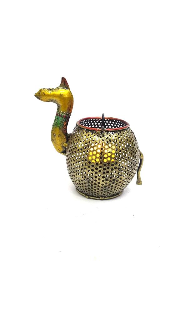 Metal New Round Candle Holders Animal Style Handcrafted India Tamrapatra