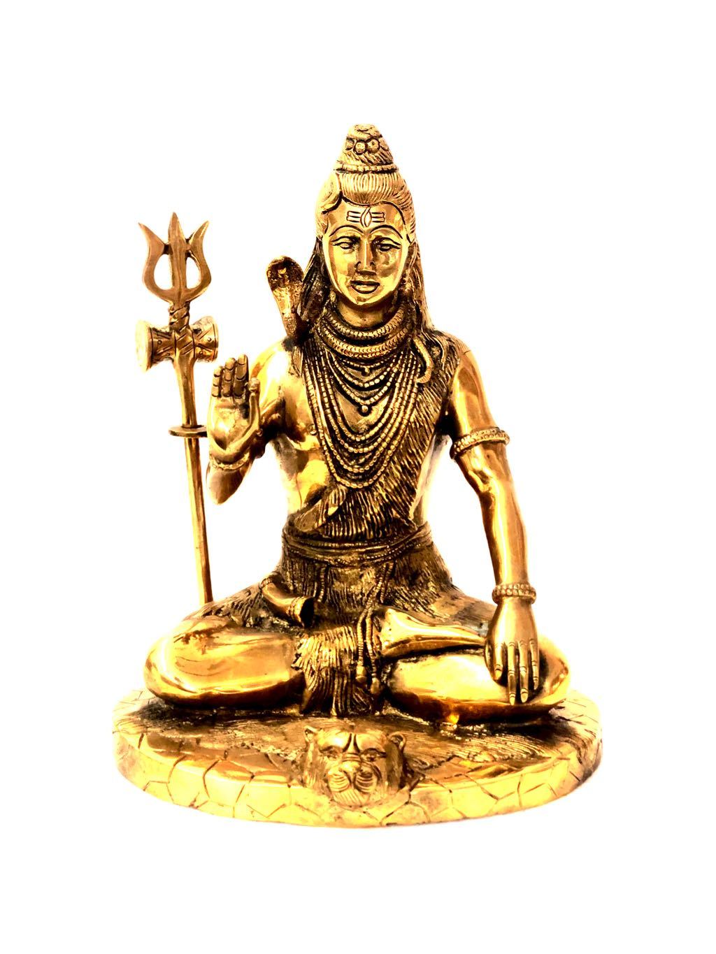 Lord Shiva Brass Idol 'Destroyer Of Evil' Neelkanth Exhibit Tamrapatra - Tamrapatra