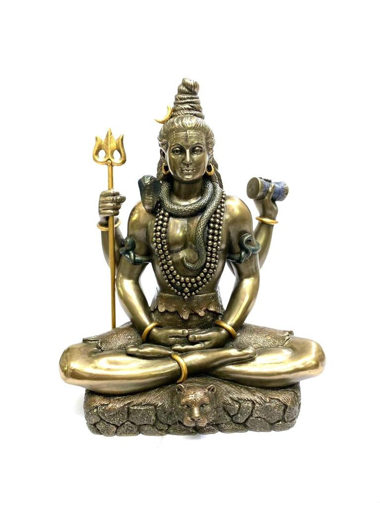 Authentic Cold Cast Bronze Shiva Padma Sana Premium Quality Idols Tamrapatra