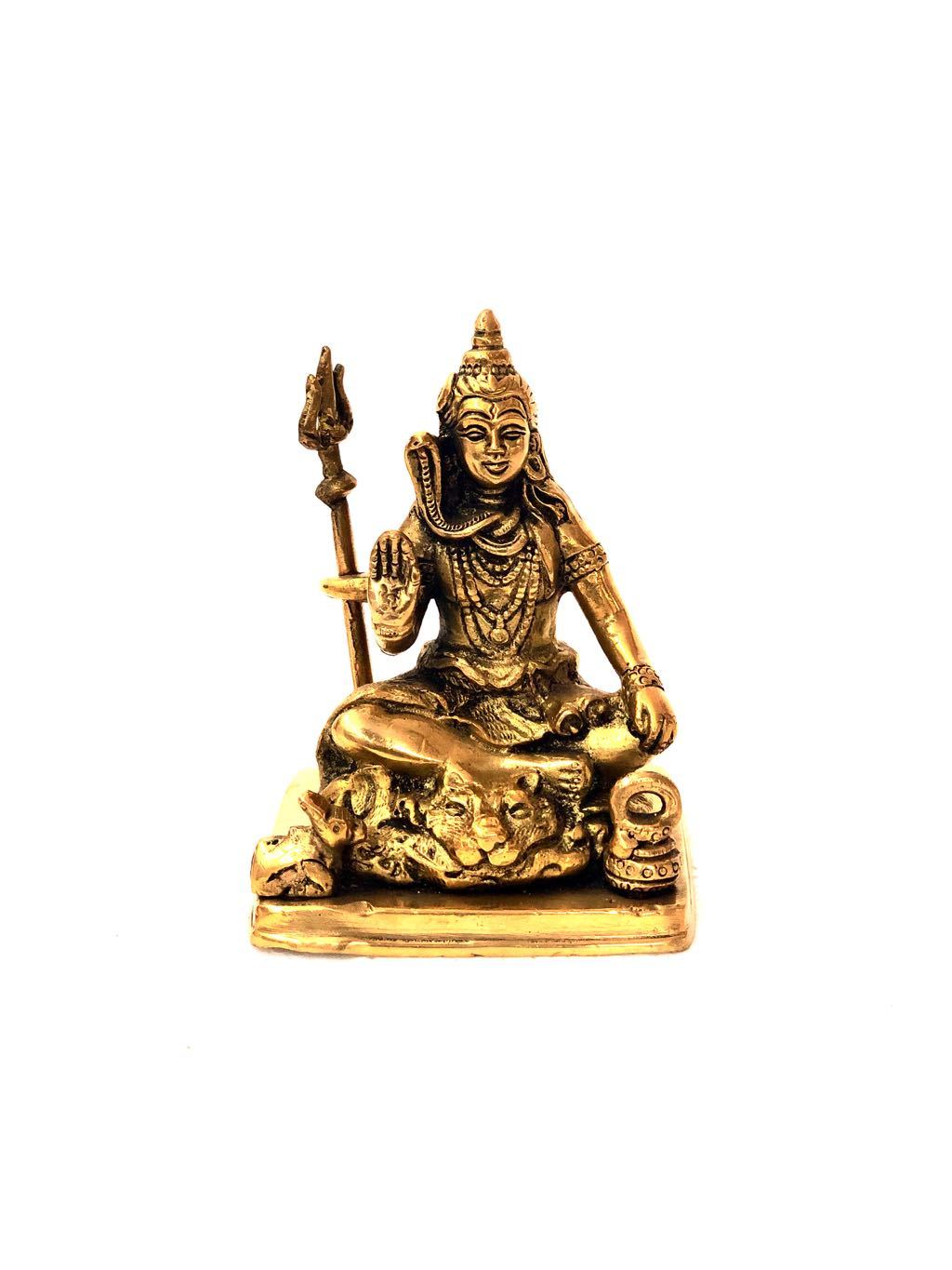 Statue Of Lord Shiva In Meditation 'Bholenath' Brass Figure Tamrapatra - Tamrapatra