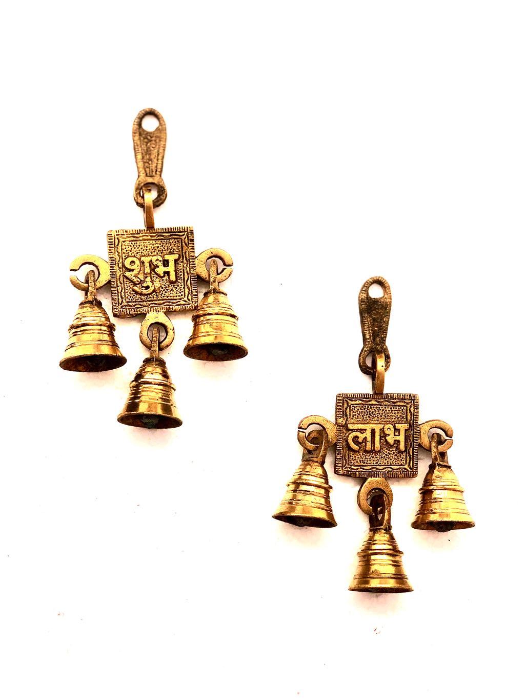 Shubh Labh Brass Wall Decor Unique Hanging Temple Room Tamrapatra - Tamrapatra