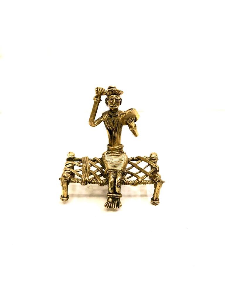 Indian Tribal Lifestyle Lost Wax Brass Figurines Handcrafted From Tamrapatra