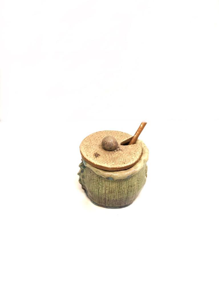 Storage Jars Handcrafted With Jute Look Traditional Ceramic Art By Tamrapatra