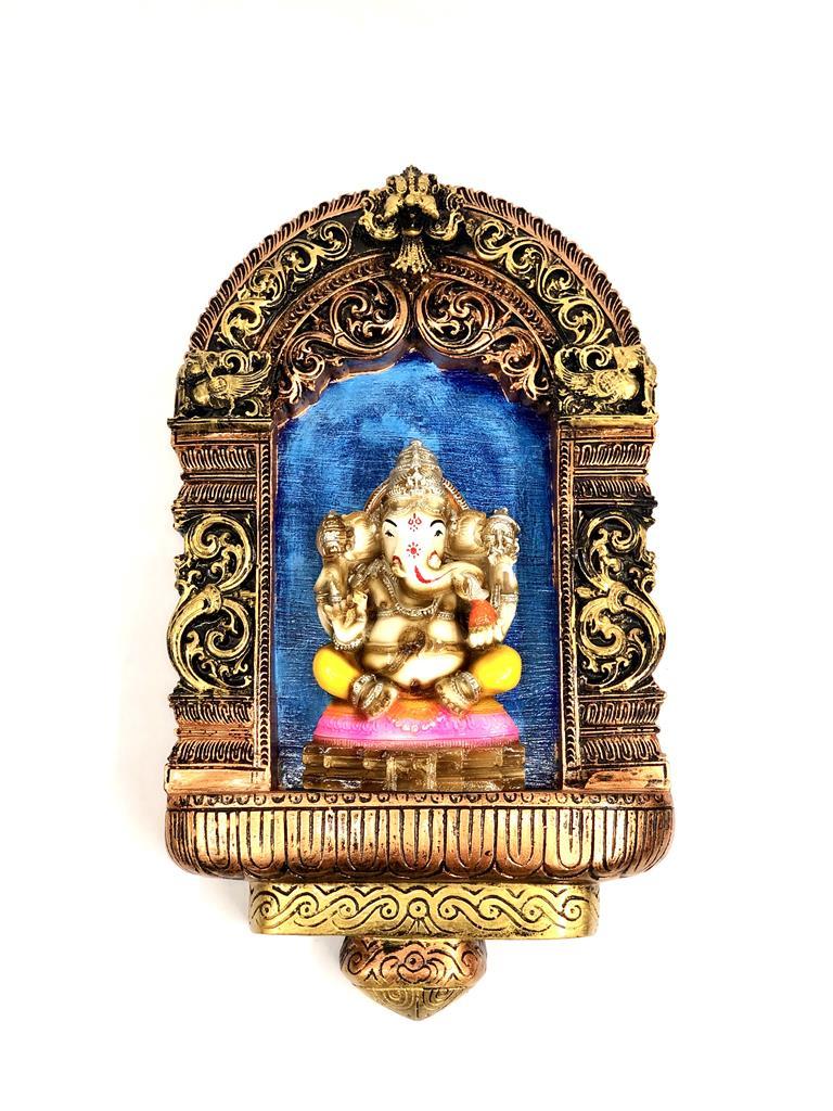 Ganesha Idol Sitting In Jharokha Home Decor & Wall Art Resin Tamrapatra
