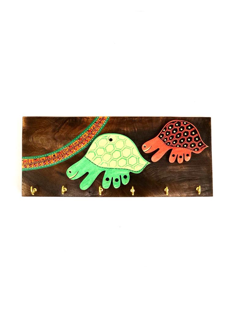 Hand Painted Turtles On Wooden Key Hanger Showcase New Art By Tamrapatra
