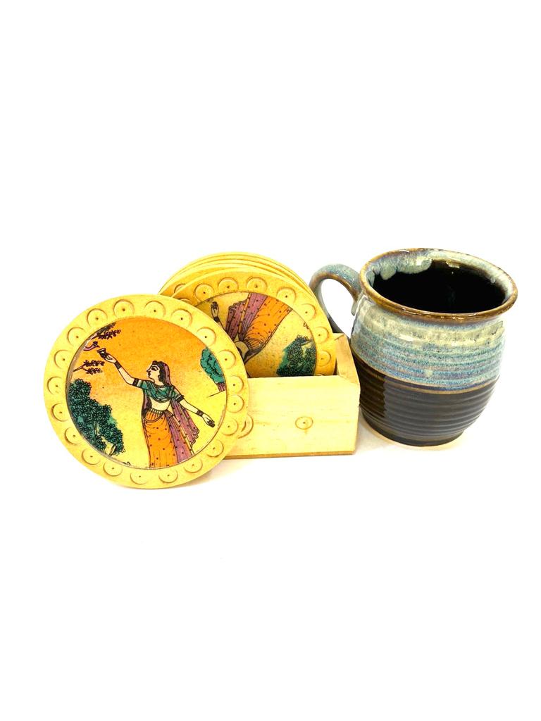 Round Tea Coasters With Indian Heritage Dinning Office Utilities From Tamrapatra