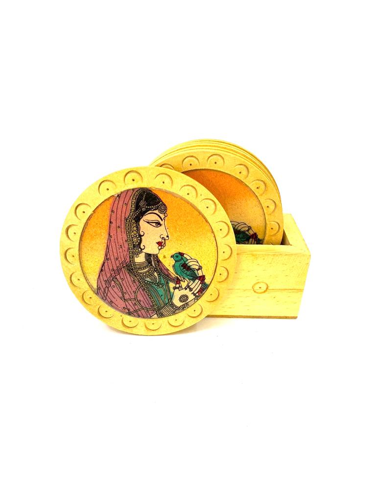 Round Tea Coasters With Indian Heritage Dinning Office Utilities From Tamrapatra