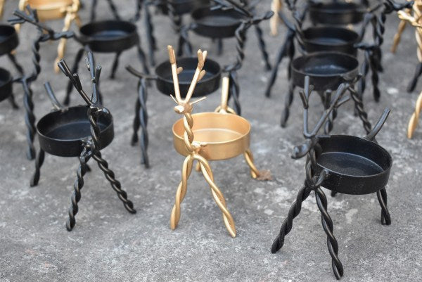Designer Reindeer Tea Lights Holders Handcrafted From Metal Art By Tamrapatra