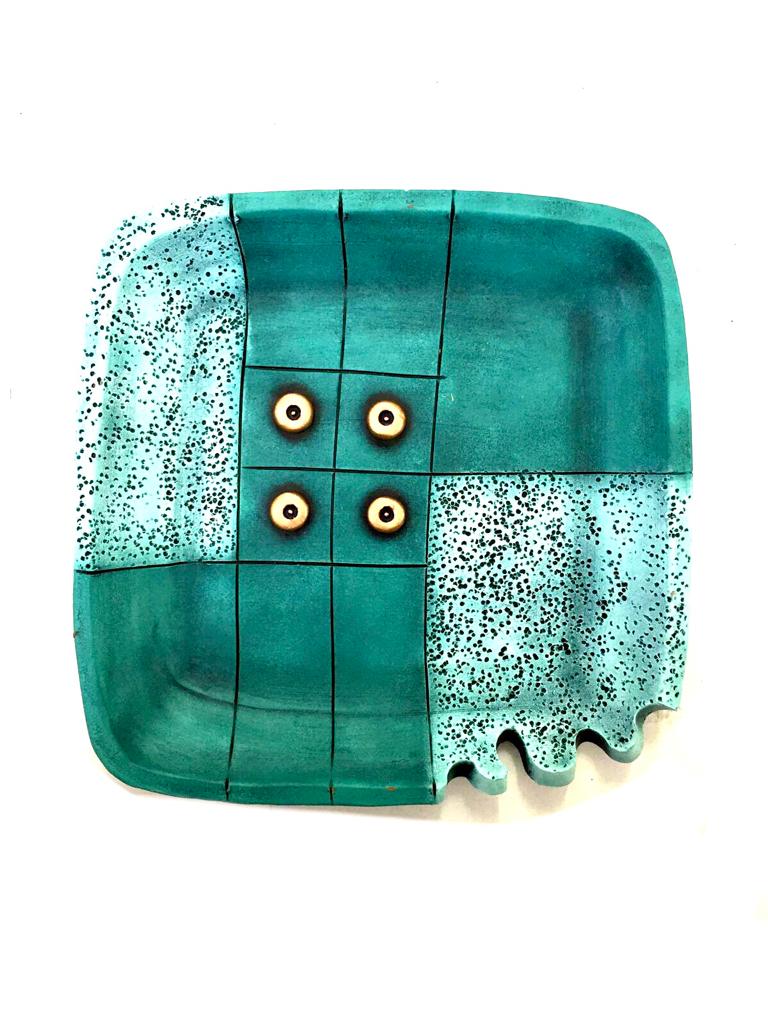 Teal Green With Copper Shade Square Set Of 5 Terracotta Dish By Tamrapatra