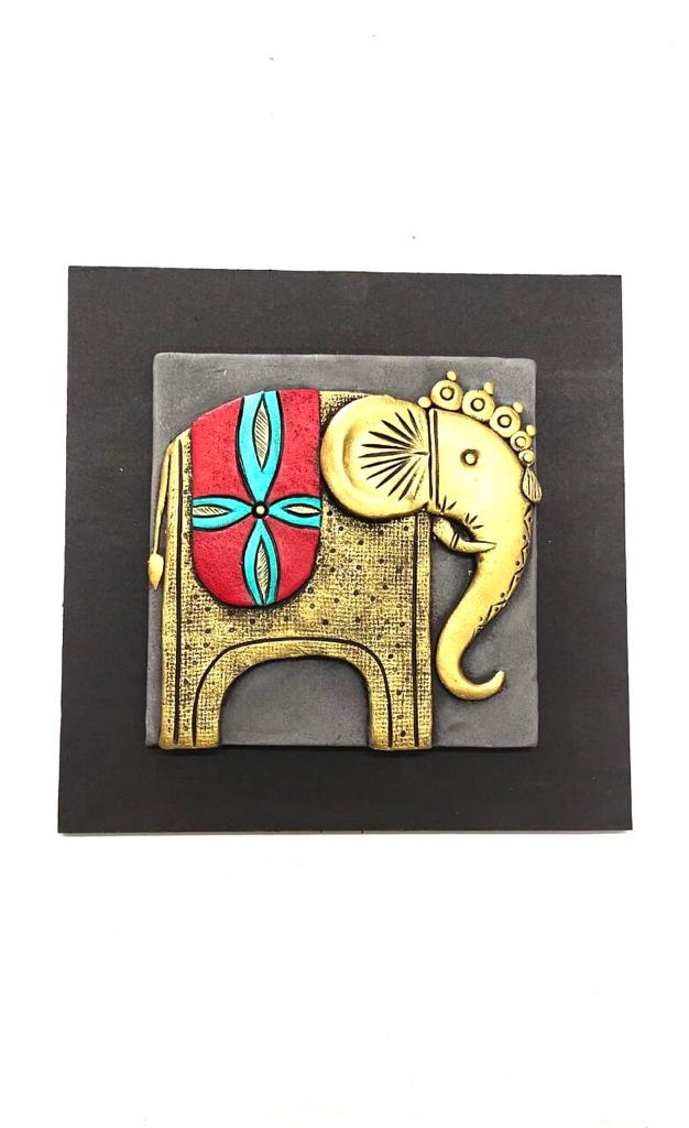Big Red Elephant Handcrafted Terracotta Plates Hanging Eccentric Décor Tamrapatra