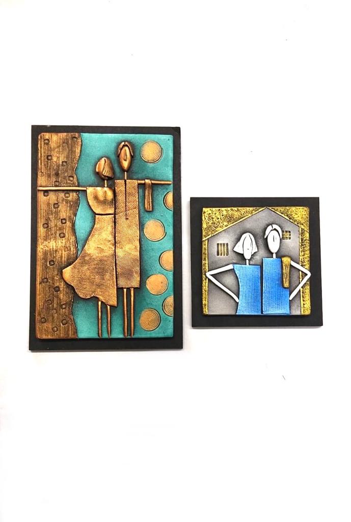 Couple Wall Hanging Plates Unique Decoration With Terracotta & MDF By Tamrapatra