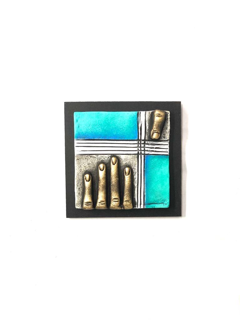 Fingers Handcrafted Terracotta Unique Plates On MDF Wall Hanging By Tamrapatra