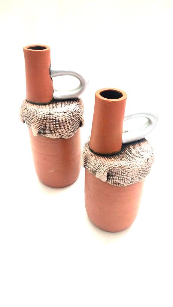 Pottery Studio Excellent Terracotta Handmade Pots Set Of 2 Modern Look Tamrapatra
