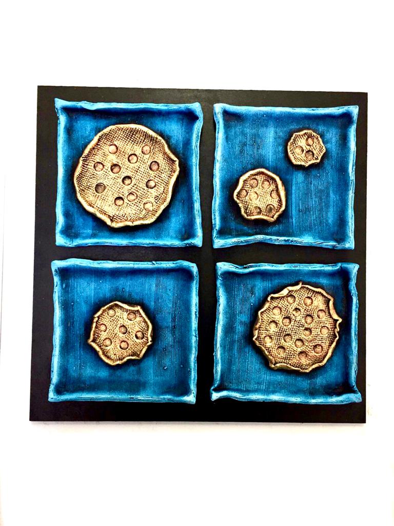Tiffany Blue Terracotta Wall Artwork Abstract Themes In Set Of 5 By Tamrapatra
