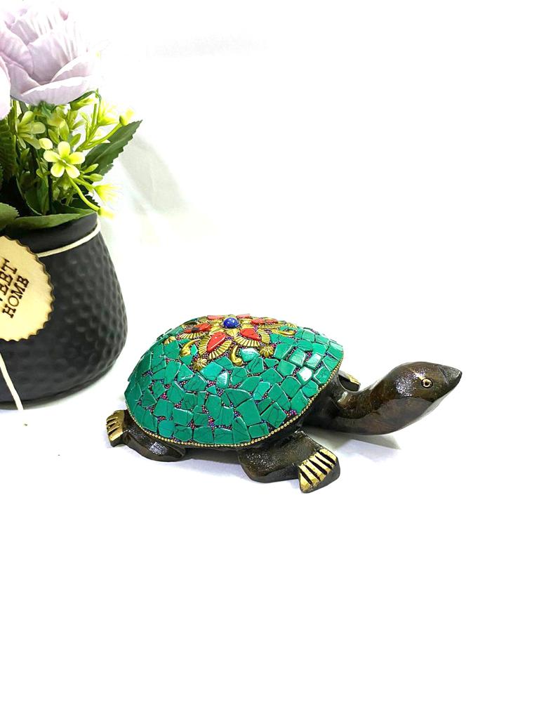 Wooden Tortoise In New Designs With Gemstones Handcrafted By Tamrapatra