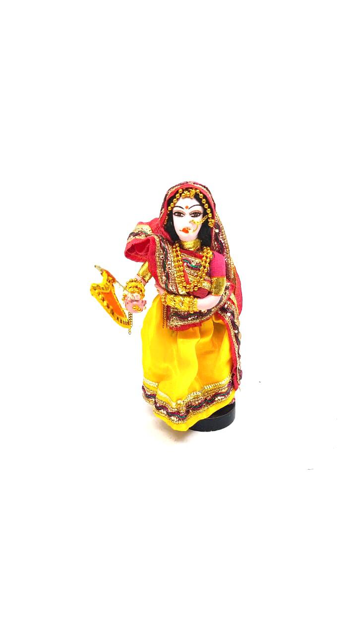 Traditional Lady Dolls Holding Fan Handcrafted In India Detailed Art Tamrapatra