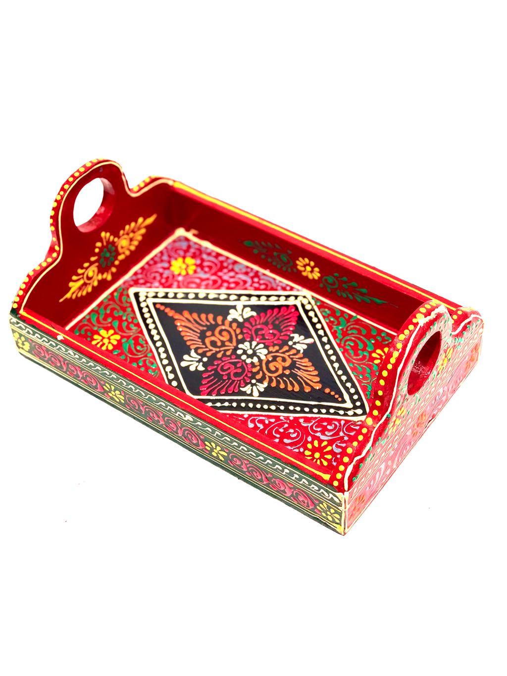 Traditional Trays HandPainted Conework By Indian Artisans Tamrapatra - Tanariri Hastakala
