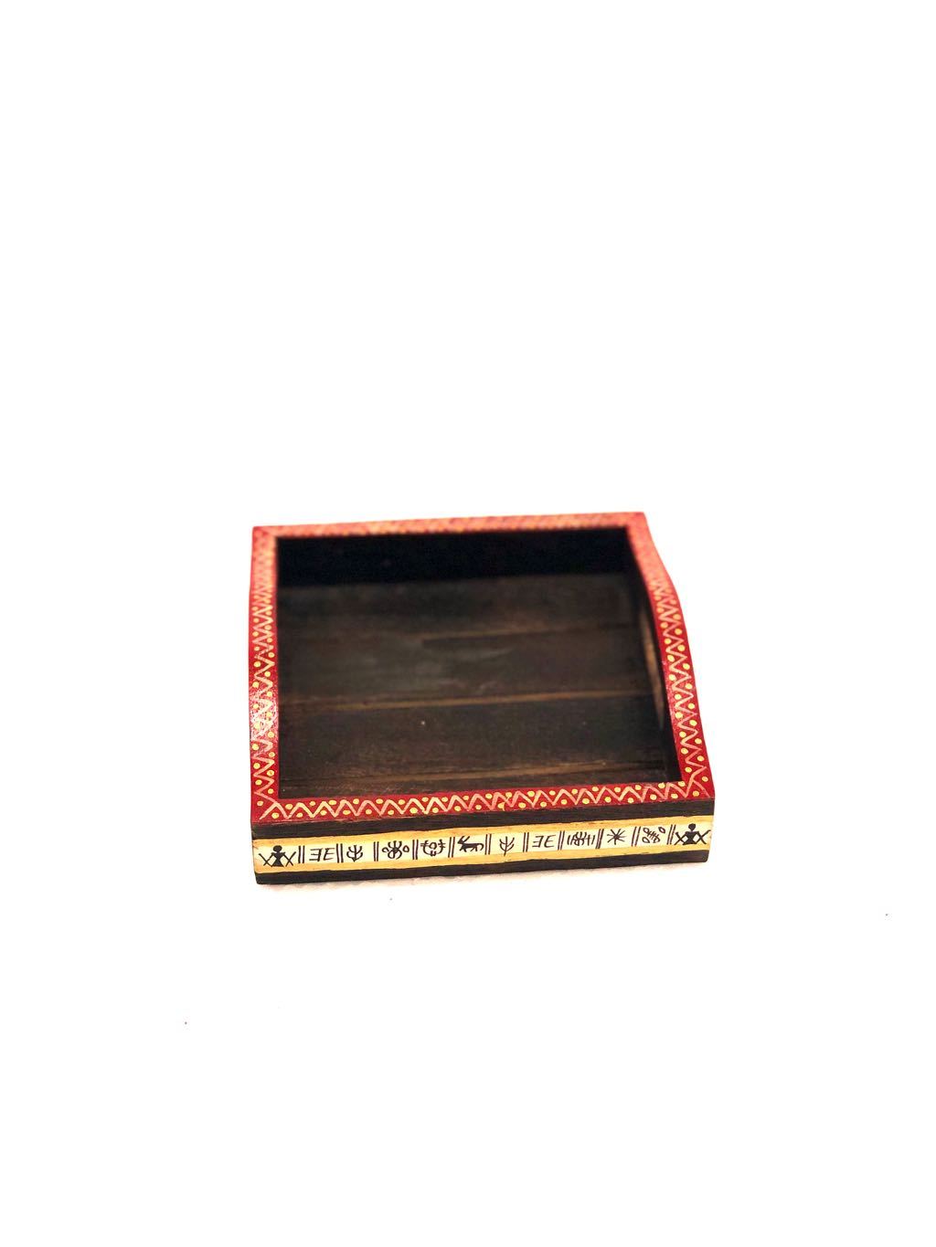 Exclusive Black Miniature HandPainted Wooden Trays Exporter Tamrapatra - Tanariri Hastakala