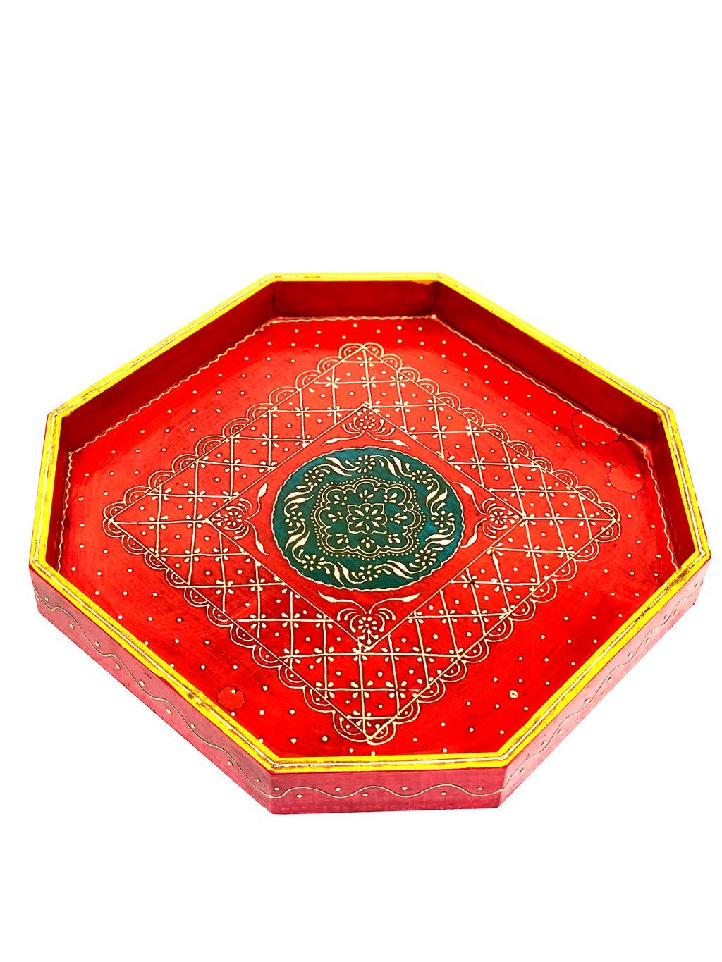 Unique Hexagon Shaped Traditional HandCrafted Tray Utility Tamrapatra - Tanariri Hastakala