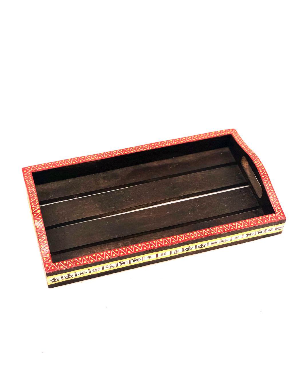 Exclusive Black Miniature HandPainted Wooden Trays Exporter Tamrapatra - Tanariri Hastakala