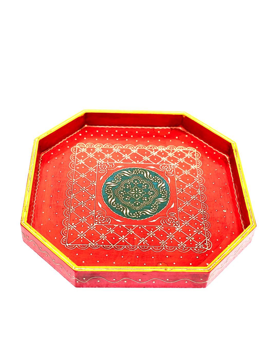 Unique Hexagon Shaped Traditional HandCrafted Tray Utility Tamrapatra - Tanariri Hastakala
