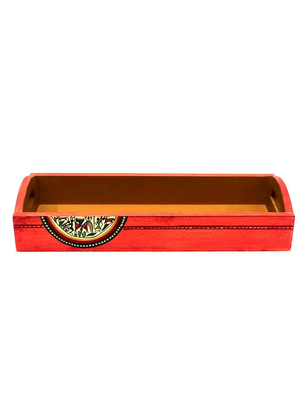 Wooden Long HandPainted Trays Multipurpose Traditional By Tamrapatra - Tanariri Hastakala