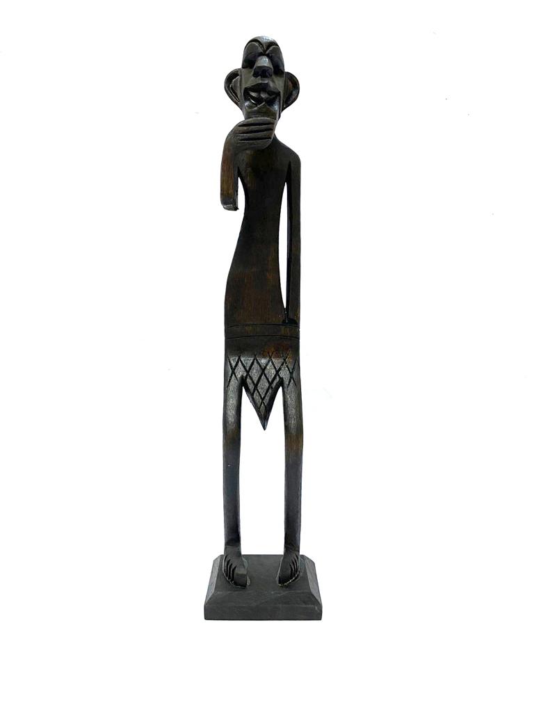 Large Wooden Tribal Man With Unique Carving Designer Tradition By Tamrapatra