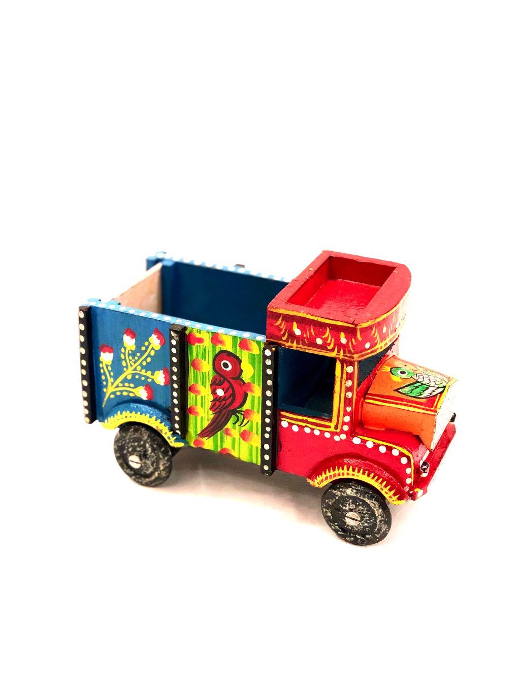 Truck HandPainted Contrast Colors Wooden Showpiece Supplier Tamrapatra - Tanariri Hastakala