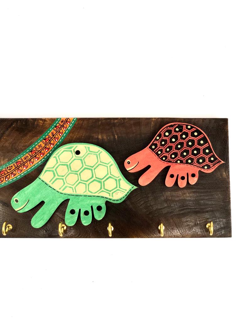 Hand Painted Turtles On Wooden Key Hanger Showcase New Art By Tamrapatra