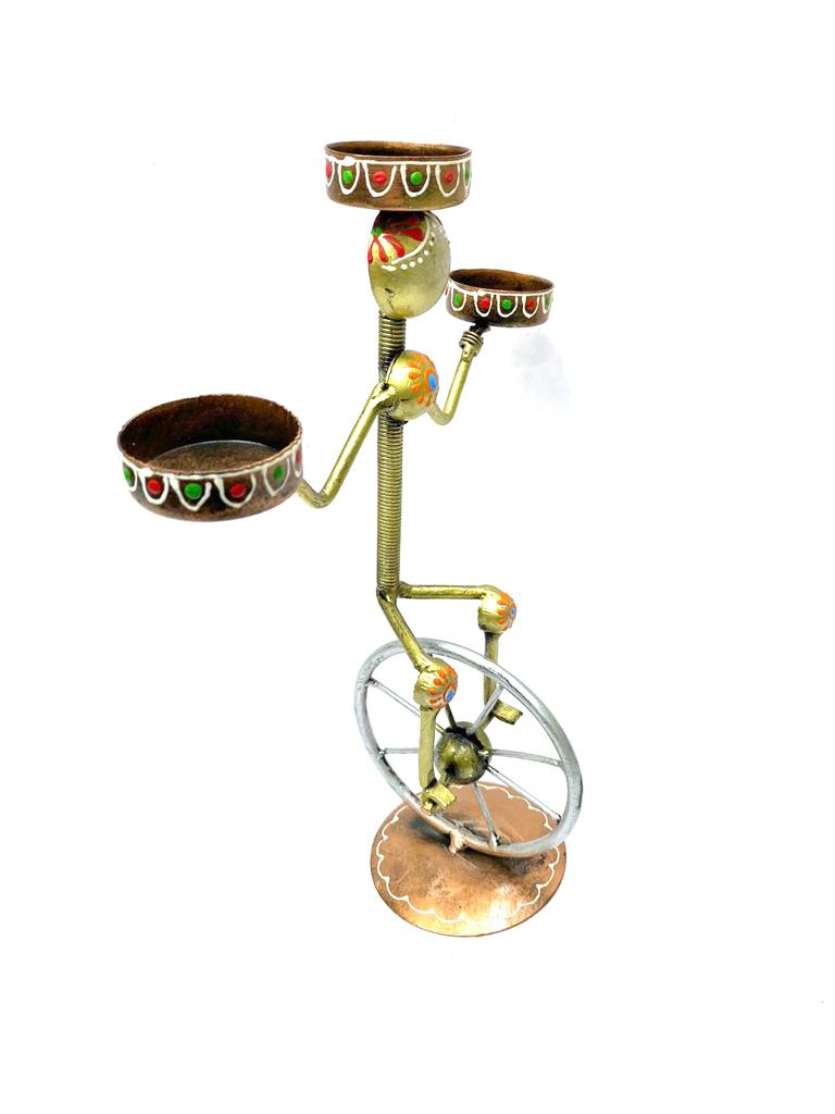 Unicycle Performer Tea Light Holder Light Up Your Beautiful Space Décor Tamrapatra