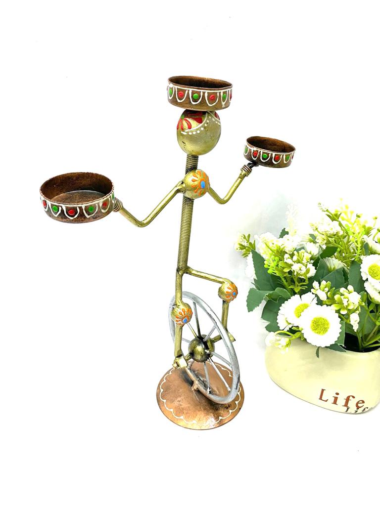 Unicycle Performer Tea Light Holder Light Up Your Beautiful Space Décor Tamrapatra