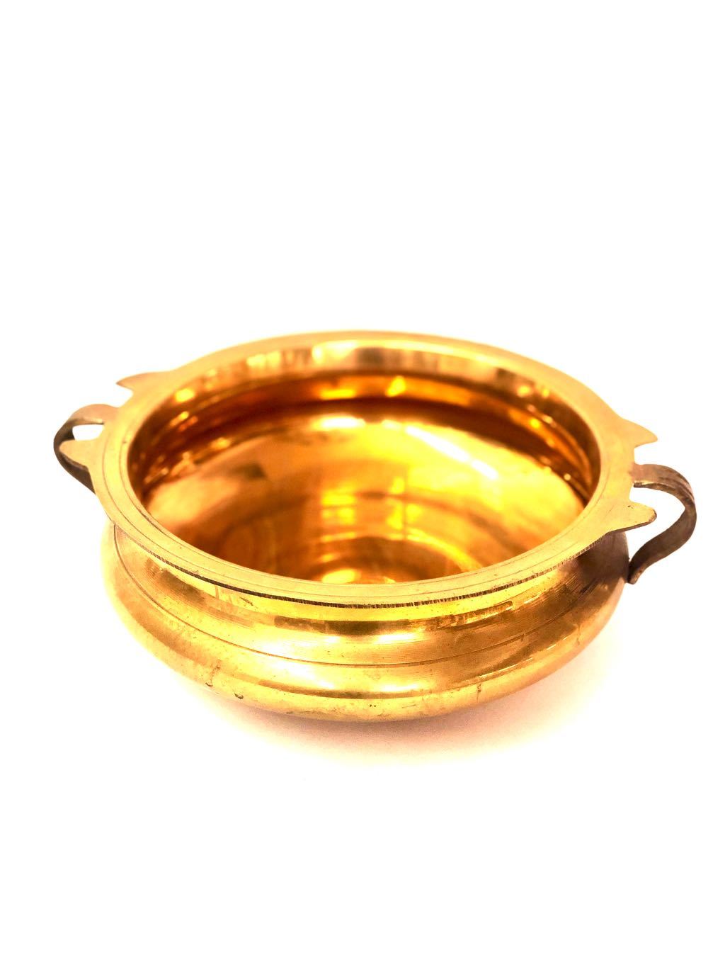 Brass Urli With Handles Gold Finish Exclusive Collection Tamrapatra - Tamrapatra