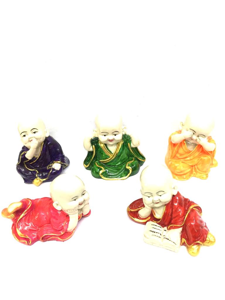 Monks In Various Shades Attractive Spiritual Decorative Piece By Tamrapatra