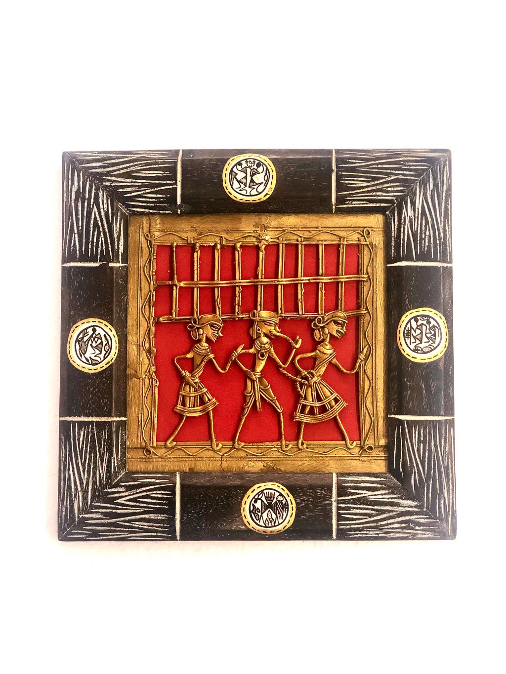 Attractive Wooden Carved Classic Frame With Dhokra Brass Art By Tamrapatra