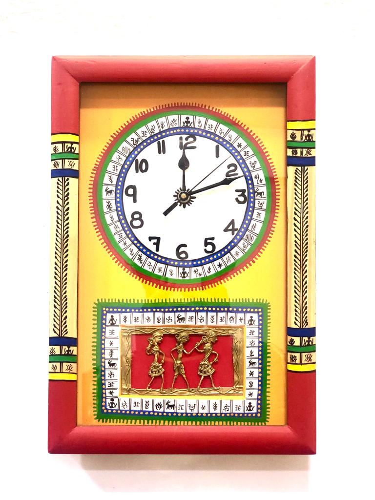 Hand Painted Wall Clocks Collection Warli & Dhokra Art Fusion Tamrapatra