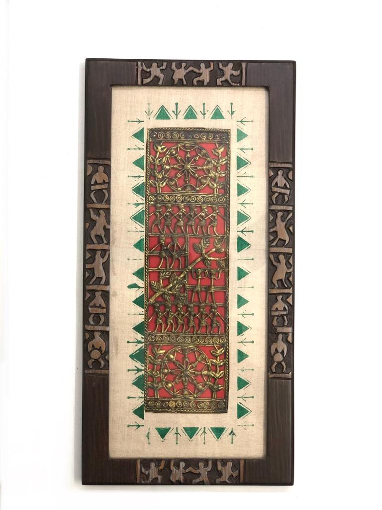 Classy Brown Finished Frame Hand Painted Silk Cloth & Brass Figures By Tamrapatra
