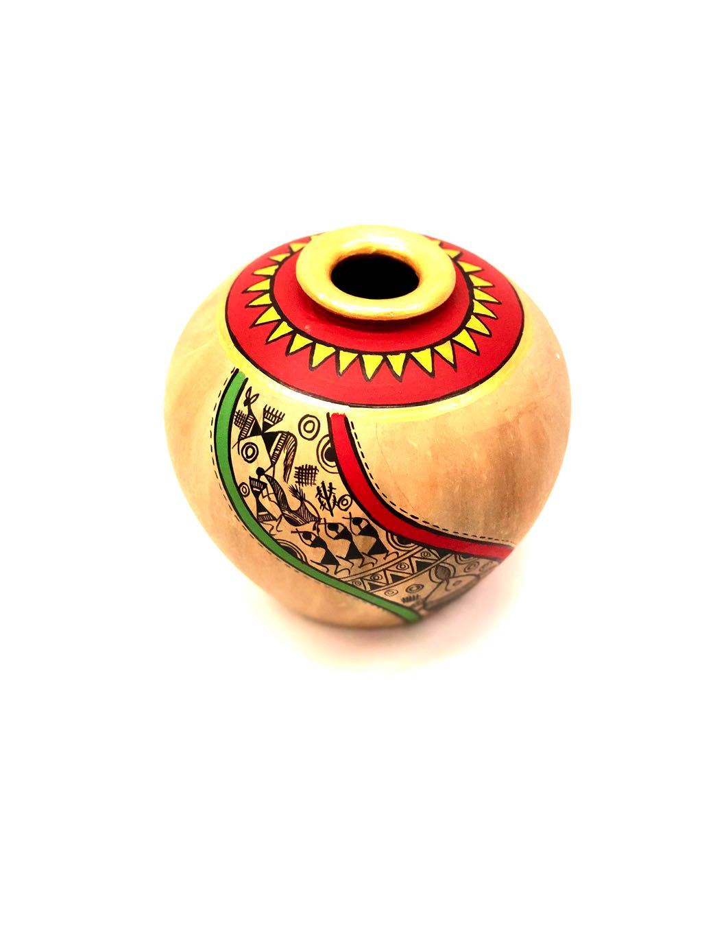 Matki Warli Style Pot Unparalleled Pottery Various Shades Tamrapatra - Tamrapatra