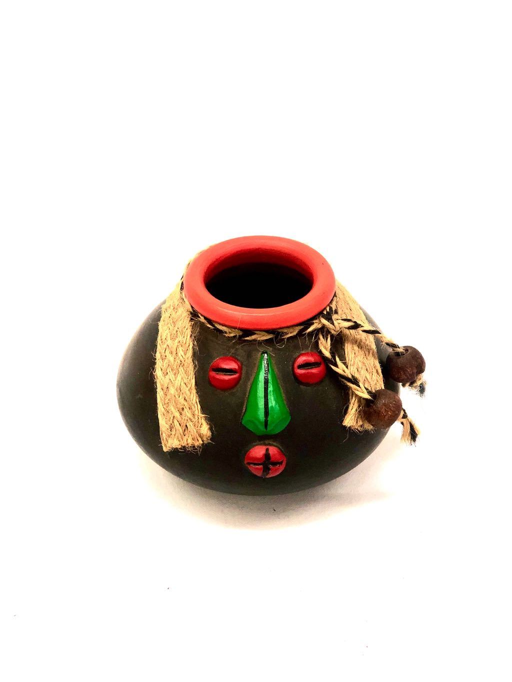 Face Pot Jute Style Pot Hand Painted Black Unique Creations Only At Tamrapatra