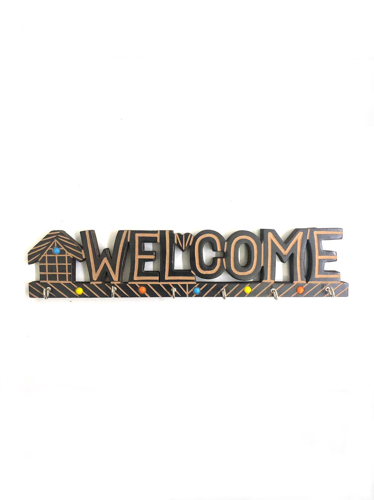Welcome Key Holder Hanging Your Keys On Decor Artistic Wooden Craft Tamrapatra