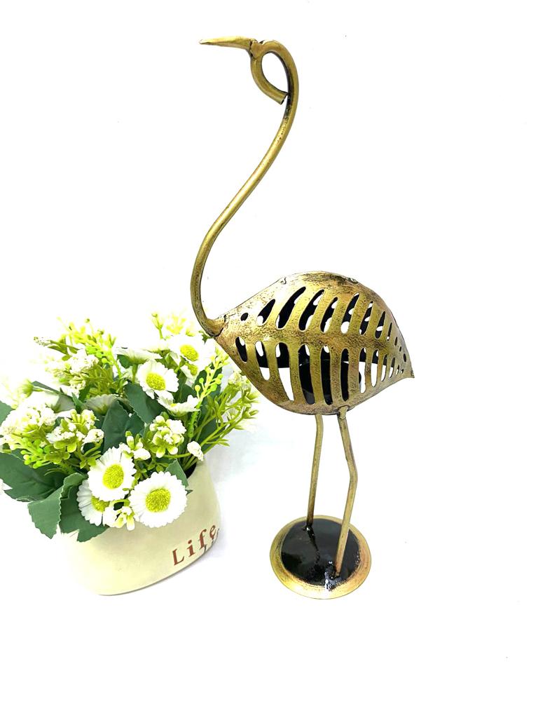 Graceful Crane Tea Light Holder Metal Handcrafted New Introduction By Tamrapatra