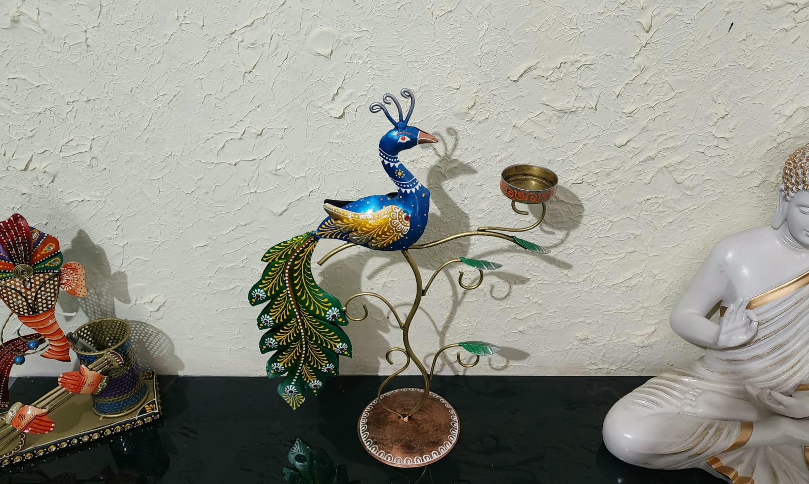 Exclusive Peacock Tealight Stand Home Candle Festival Decoration By Tamrapatra