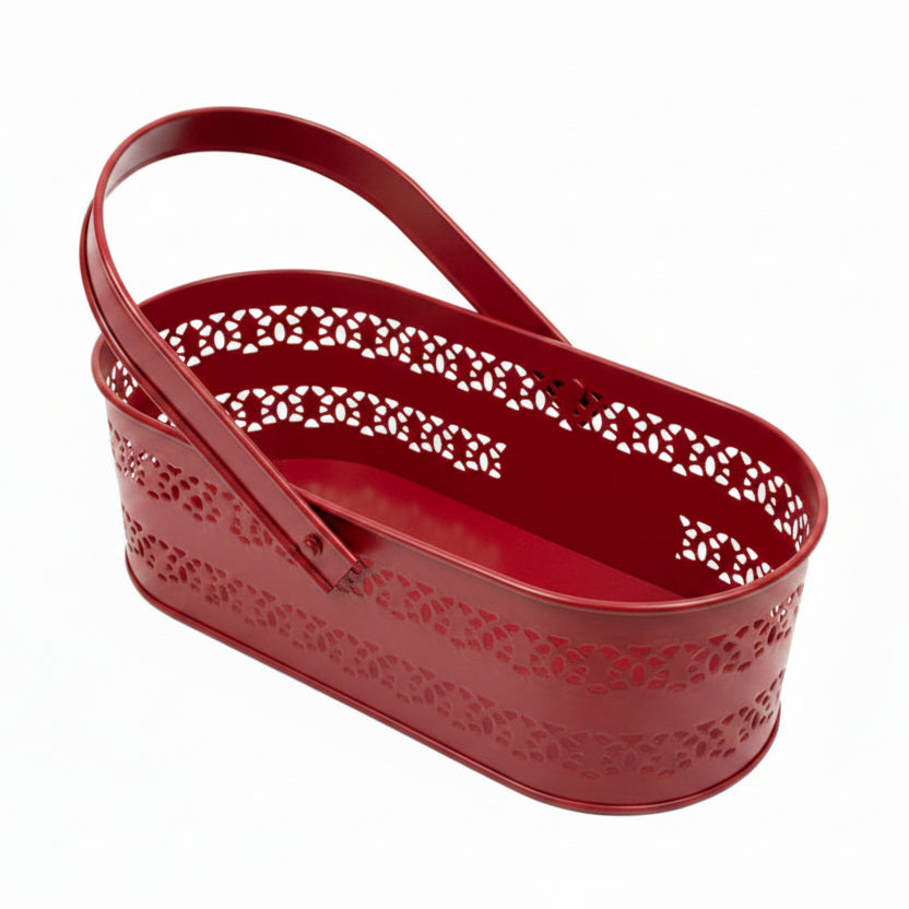 Metal Containers With Carry Basket Style Carving Beautiful Designs Tamrapatra - Tamrapatra